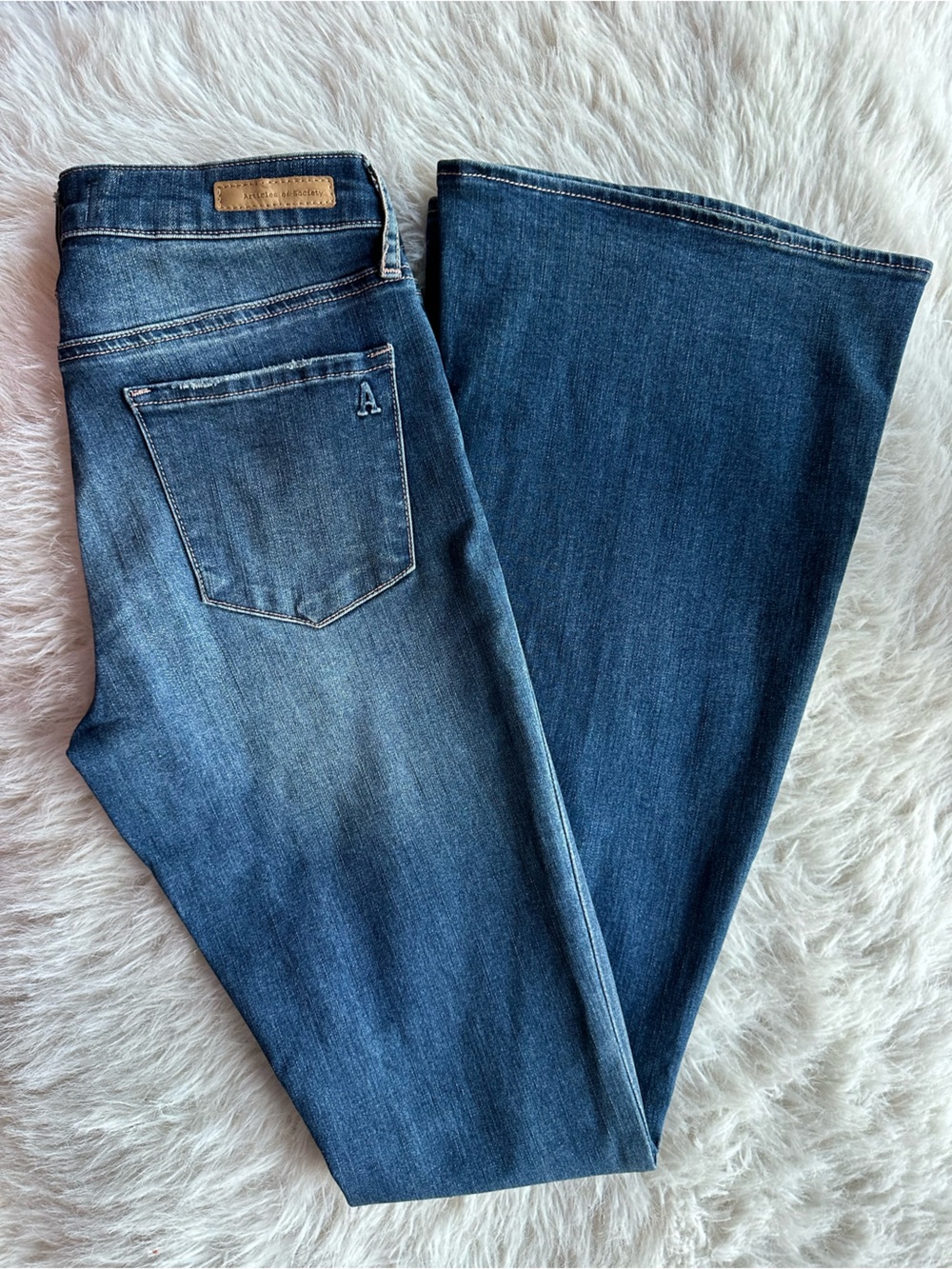 Articles Of Society Mid Blue Distressed Flare bottom Jeans 26 x 32